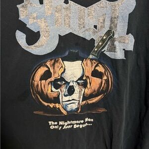 Ghost Band Black Graphic T-Shirt with Pumpkin Skull Design